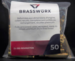 22-250 REMINGTON Brass cases have been processed as follows and are of mixed manufacturer's origin:   1)  Tumble-washed. 2)  Visual Inspection and obvious defects sorted out. 3) Deprimed. 4) Tumble-washed with stainless pins. 5) Visual check and finer defects sorted out. 6) Full length resized. 7)  Length-trimmed and case mouth chamfered. 8)  Primer pocket chamfered. 9)  Neck annealed for longer case life. 10) Visually Checked. 11)  Packed by weight with humidity absorbing packet and sealed.